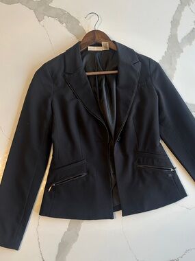 DKNY Black Women's Tailored Blazer with Zip Detail